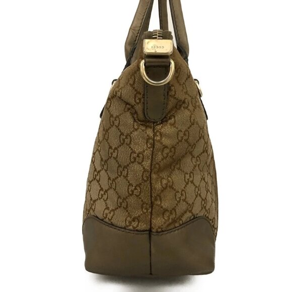 GUCCI GG Logo Canvas Leather Shoulder Tote Bag Brown/2BH2464 - Picture 3 of 12